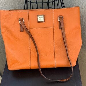 Dooney & Bourke Orange Tote with Brown Straps